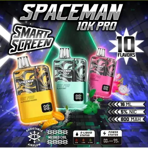 Spaceman 10K Pro Disposable 5-Pack - 10,000 Puffs, 5% Nicotine